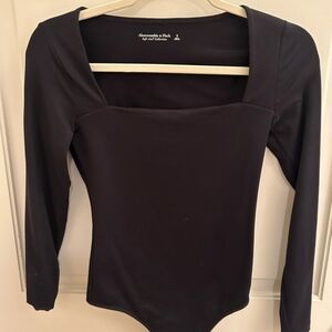 Abercrombie Black Long Sleeve Square Neck Bodysuit